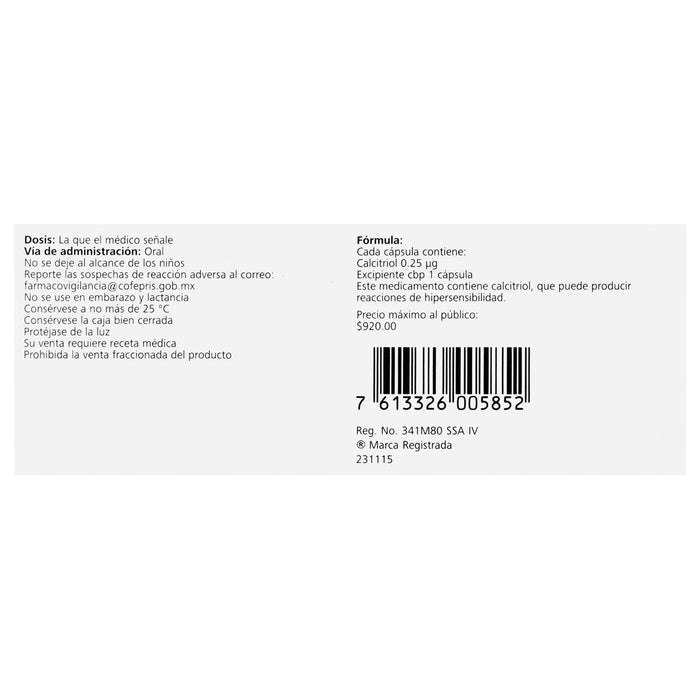 Rocaltrol 0.25Mcg Con 30 Capsulas (Calcitriol) - WeCare Pharma