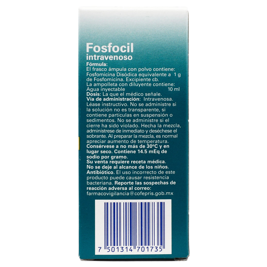 Fosfocil Iv 1G Con 1 Ampulas (Fosfomicina) 7 - 7501314701735