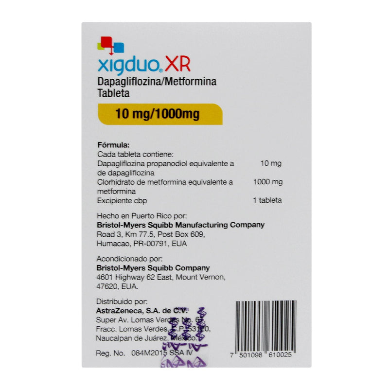 Xigduo Xr 10Mg/1000Mg Con 28 Tabletas (Dapagliflozina/Metformina) - WeCare Pharma