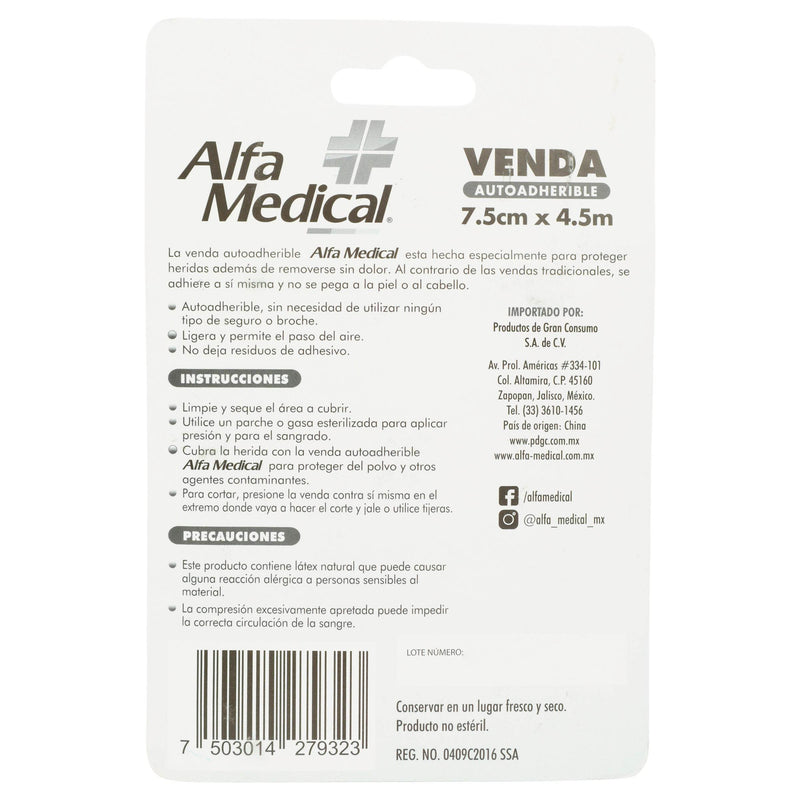 Venda Elástica Autoadherible 7.5Cmx4.5M Alpha Piel - WeCare Pharma