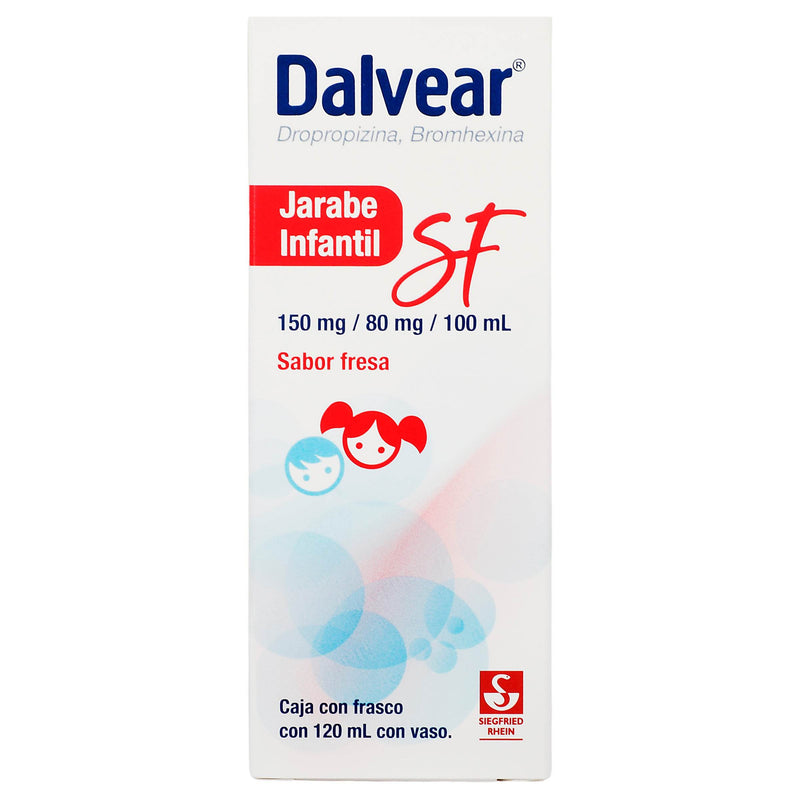 Dalvear Sf Inf Jarabe 150Mg/80Mg/100Ml 200Ml Fresa (Dropropizina/Bromhexina) - WeCare Pharma