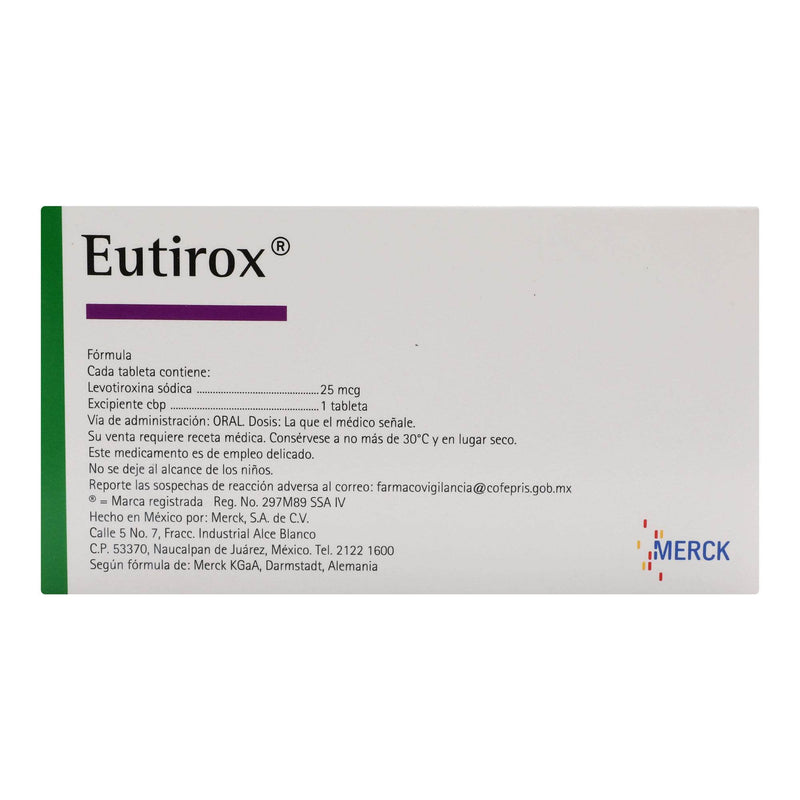 Eutirox 25Mcg Con 50 Tabletas (Levotiroxina Sodica) - WeCare Pharma
