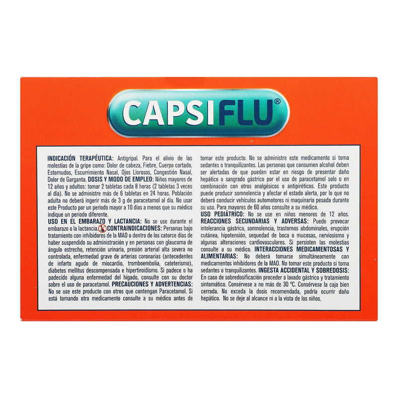 Capsiflu 2Mg/5Mg/500Mg Con 12 Tabletas (Paracetamol/Fenilefrina/Clorfenamina) - WeCare Pharma