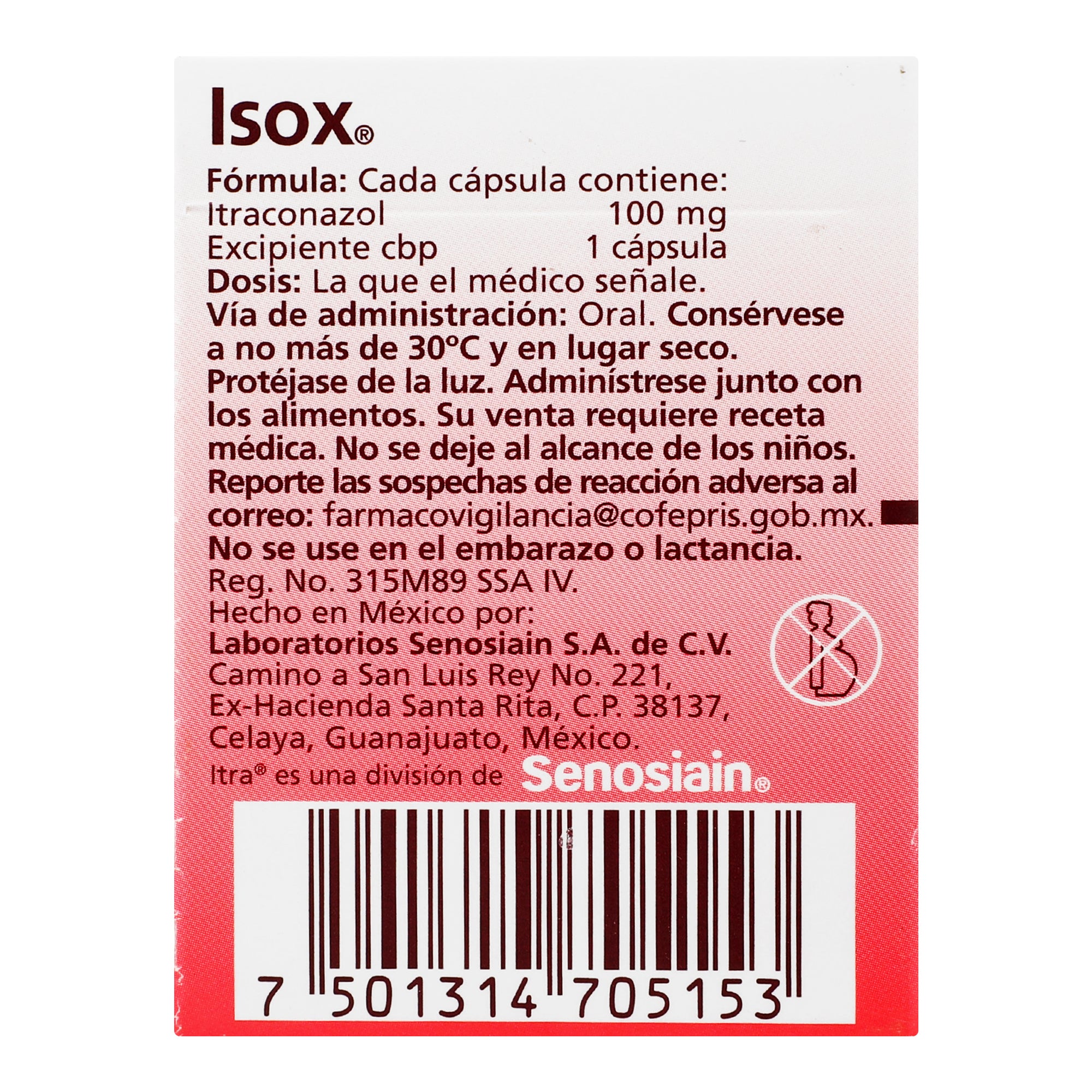 Isox 100Mg Con 15 Capsulas (Itraconazol) 4 - 7501314705153