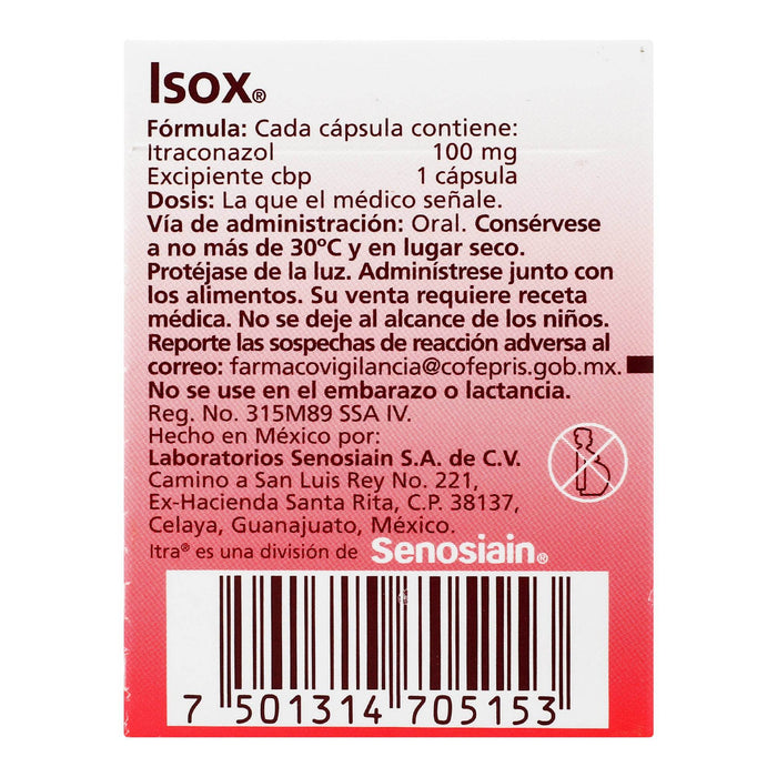 Isox 100Mg Con 15 Capsulas Itraconazol WeCare Pharma Isox 100Mg Con 15 Capsulas Itraconazol WeCare Pharma