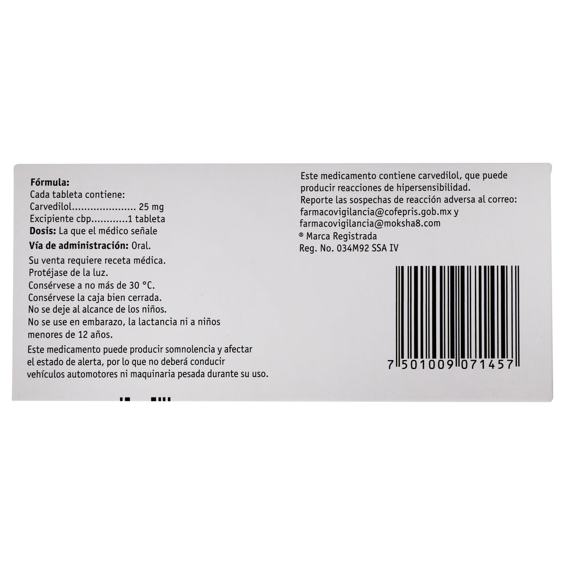 Dilatrend 25Mg Con 14 Tabletas (Carvedilol) 6 - 7501009071457