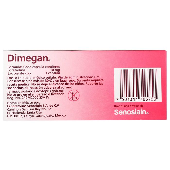 Dimegan 10Mg Con 10 Capsulas (Loratadina) - WeCare Pharma