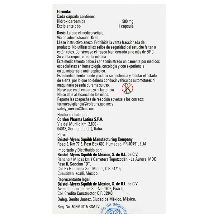 Hydrea 500Mg Con 100 Capsulas (Hidroxicarbamida) - WeCare Pharma