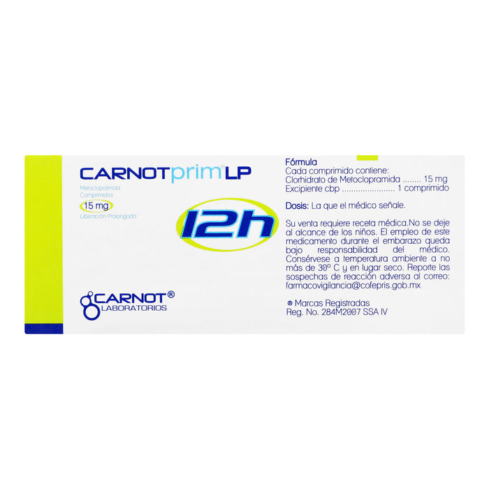 Carnotprim Lp 15Mg Con 20 Comprimidos (Metoclopramida) 5 - 7501124103484