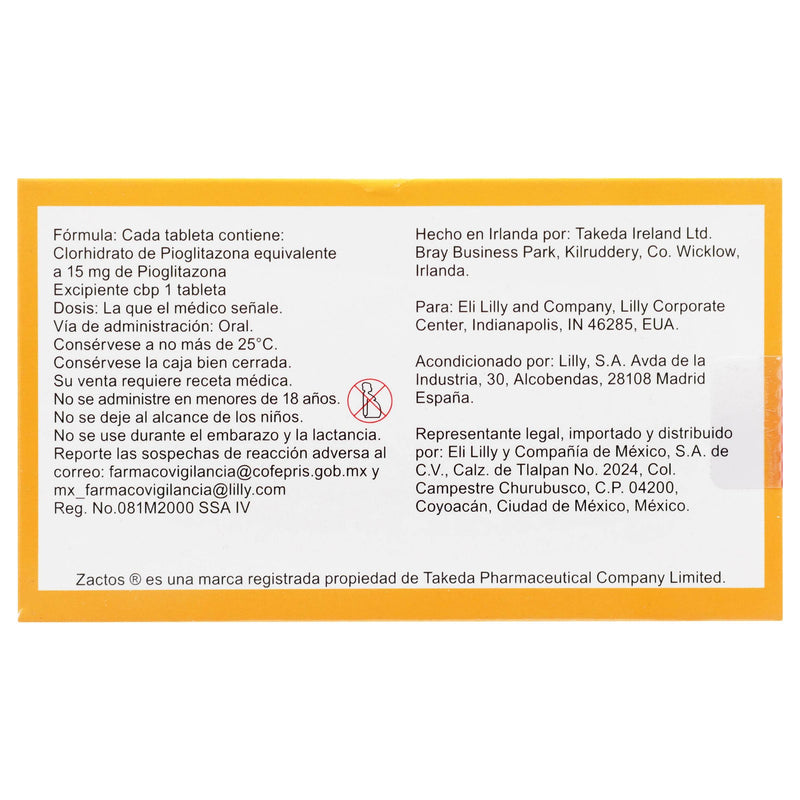 Zactos 15Mg Con 7 Tabletas (Pioglitazona) - WeCare Pharma