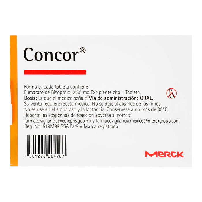 Concor 2.5Mg Con 30 Tabletas (Bisoprolol) 6 - 7501298204987