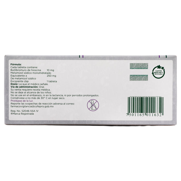 Buscapina Compostium 10Mg/250Mg Con 20 Tabletas (Hioscina/Metamizol) 6 - 7501165011632