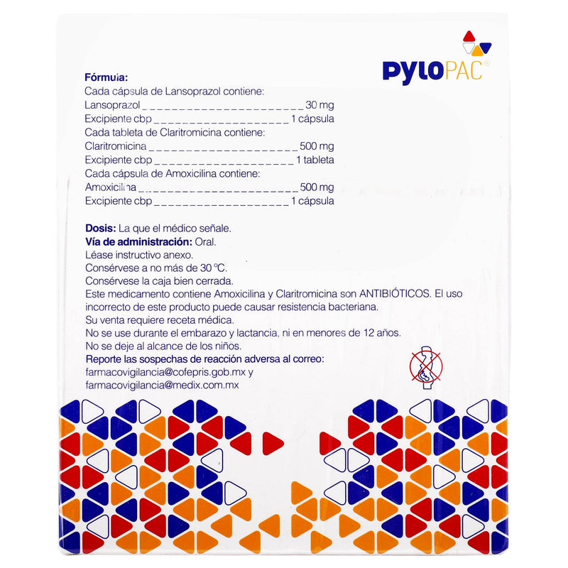 Pylopac 30Mg/500Mg/500Mg Con 7 Pack Capsulas (Lansoprazol/Claritromicina/Amoxicilina) - WeCare Pharma