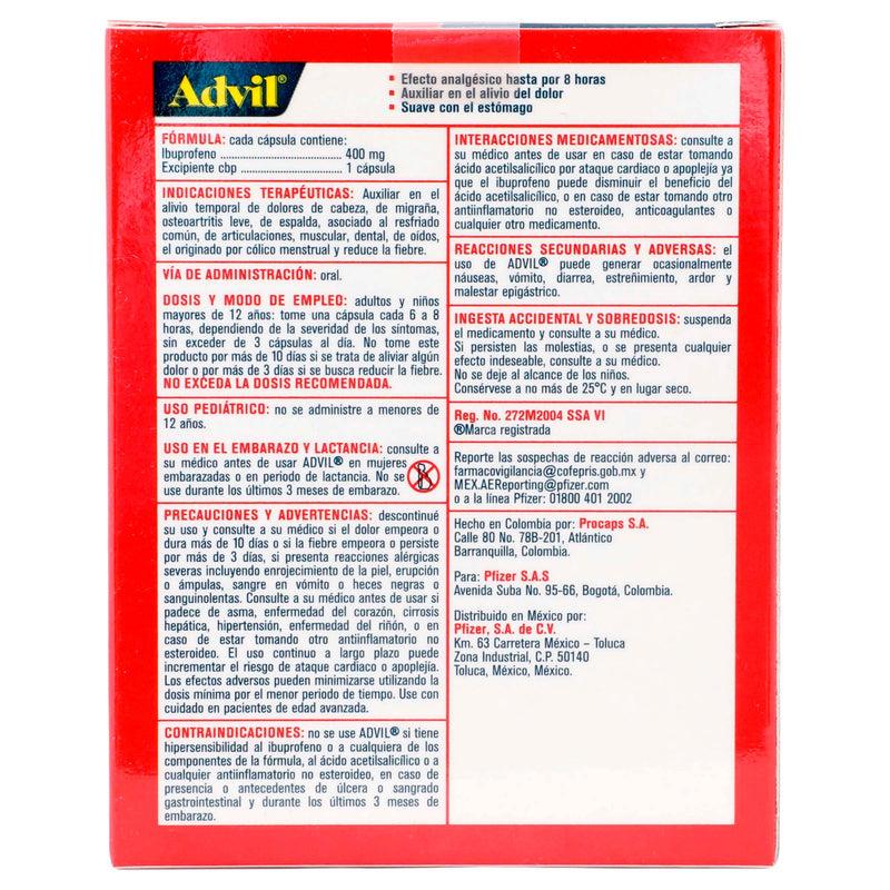 Advil Max 400Mg Con 20 Capsulas (Ibuprofeno) - WeCare Pharma