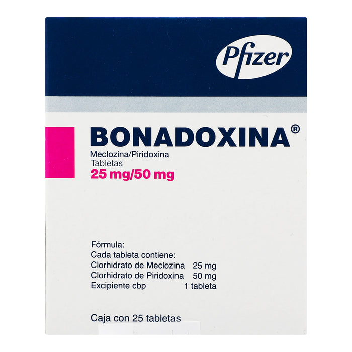 Bonadoxina 25/50Mg Con 25 Tabletas (Meclizina/Piridoxina) 4 - 7501287678034