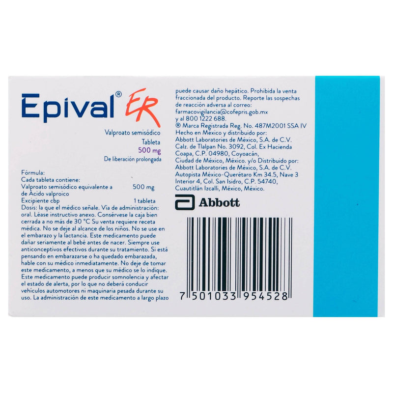 Epival Er 500Mg Con 60 Tabletas (Valproato Semisodico) - WeCare Pharma