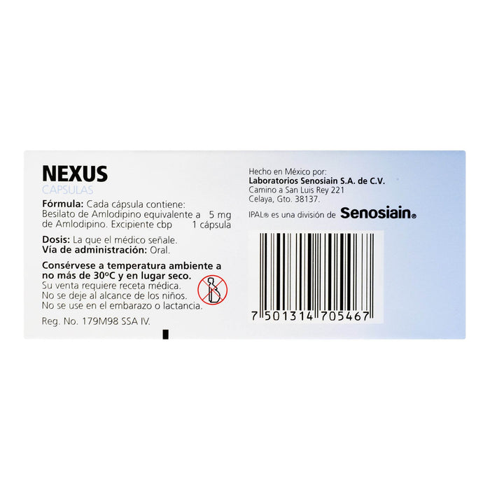 Nexus 5Mg Con 30 Tabletas (Amlodipino) - WeCare Pharma