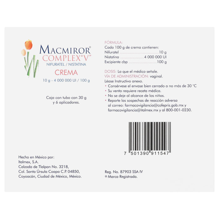 Macmiror Complex V (Nifuratel/Nistatina) Crema 10G/4000000Ui/100G - WeCare Pharma