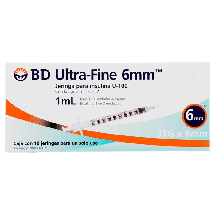 Jeringa Insulina Ultrafine Bd 1Ml 31Gx6Mm Con 10 - WeCare Pharma