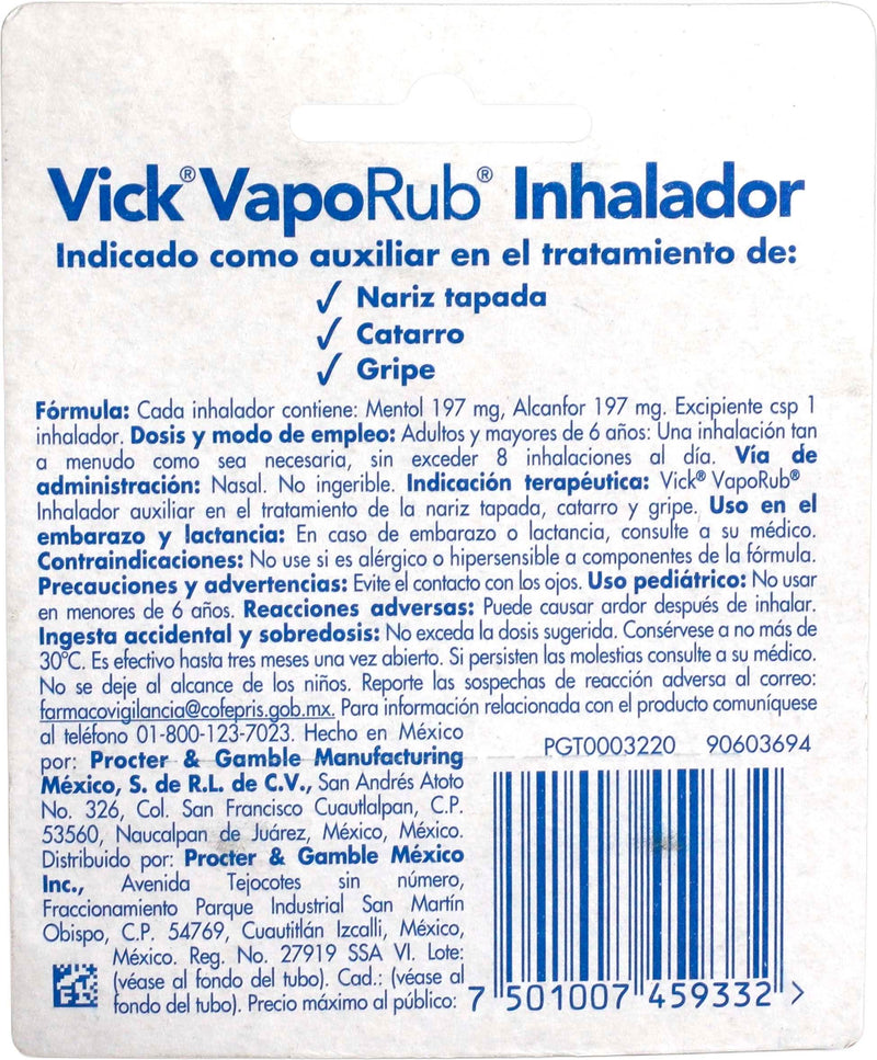 Vick Vaporub Innhalador 197Mg (Alcanfor/Mentol) - WeCare Pharma