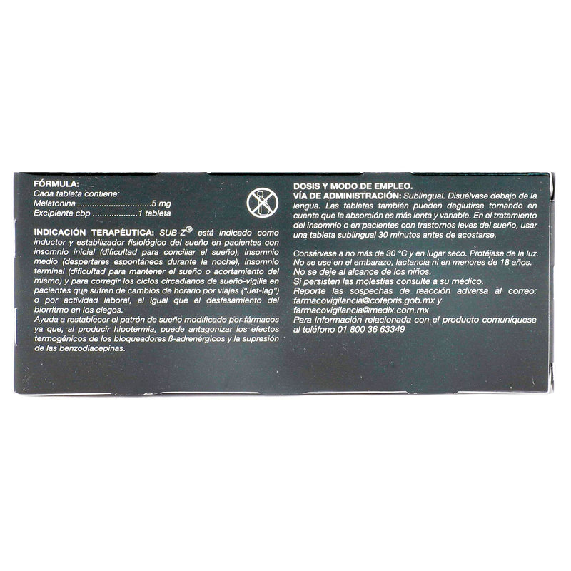 Sub-Z Sl 5Mg Con 30 Tabletas (Melatonina) - WeCare Pharma