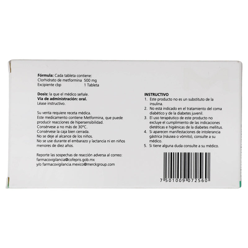 Glucophage 500Mg Con 60 Tabletas (Metformina) - WeCare Pharma
