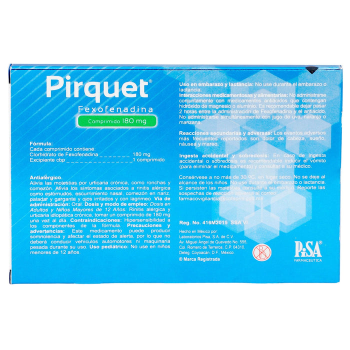 Pirquet 180Mg Con 10 Comprimidos (Fexofenadina) - WeCare Pharma