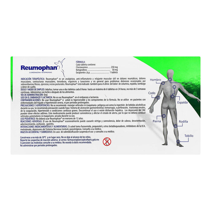 Reumophan 250Mg/50Mg Con 40 Tabletas (Clorzoxazona/Ketoprofeno) - WeCare Pharma