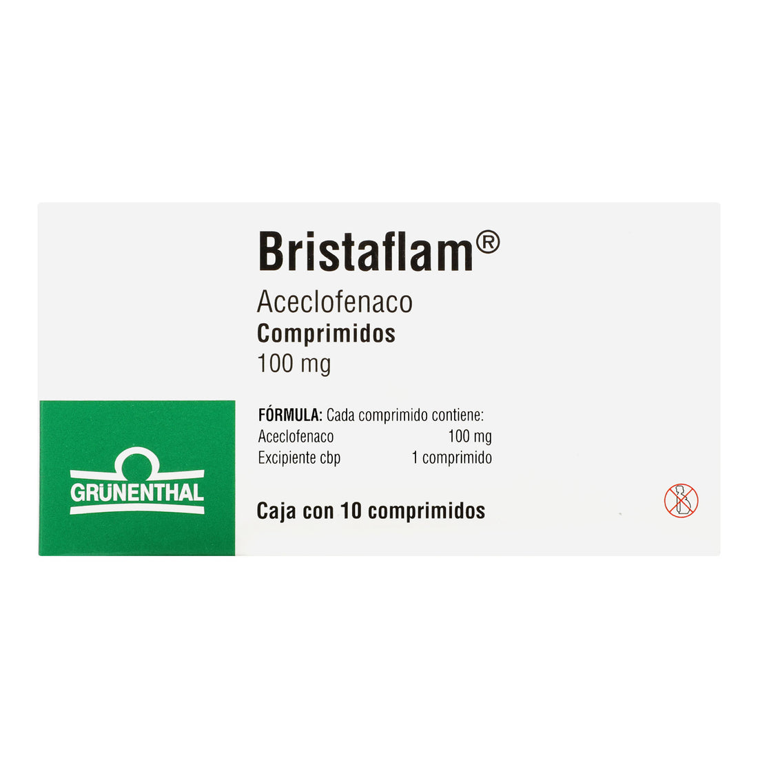 Bristaflam 100Mg Con 10 Tabletas (Aceclofenaco) 5 - 7502209291317