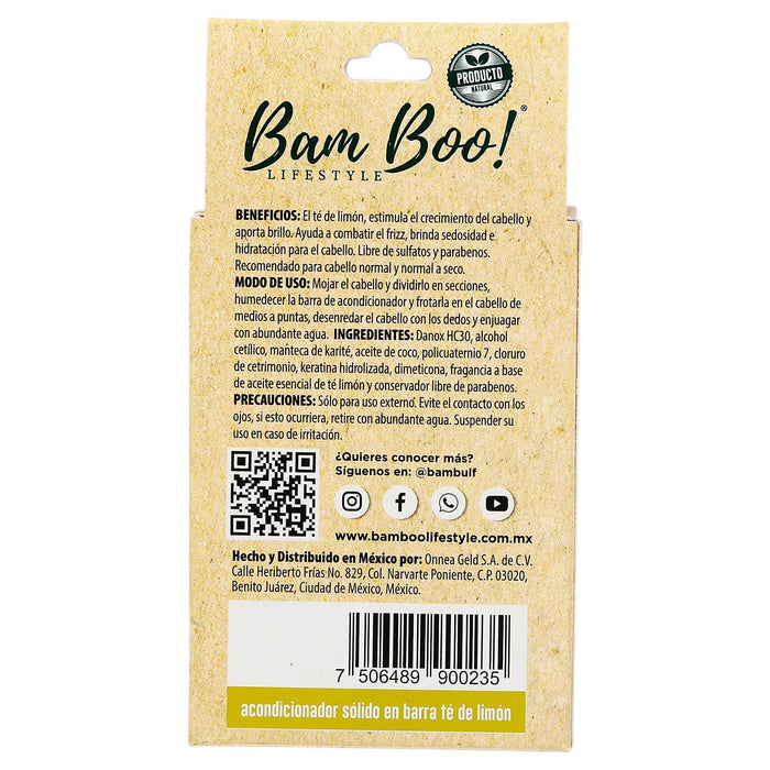 Bam Boo Acondicionador Solido Te De Limon En Barra 80G - WeCare Pharma