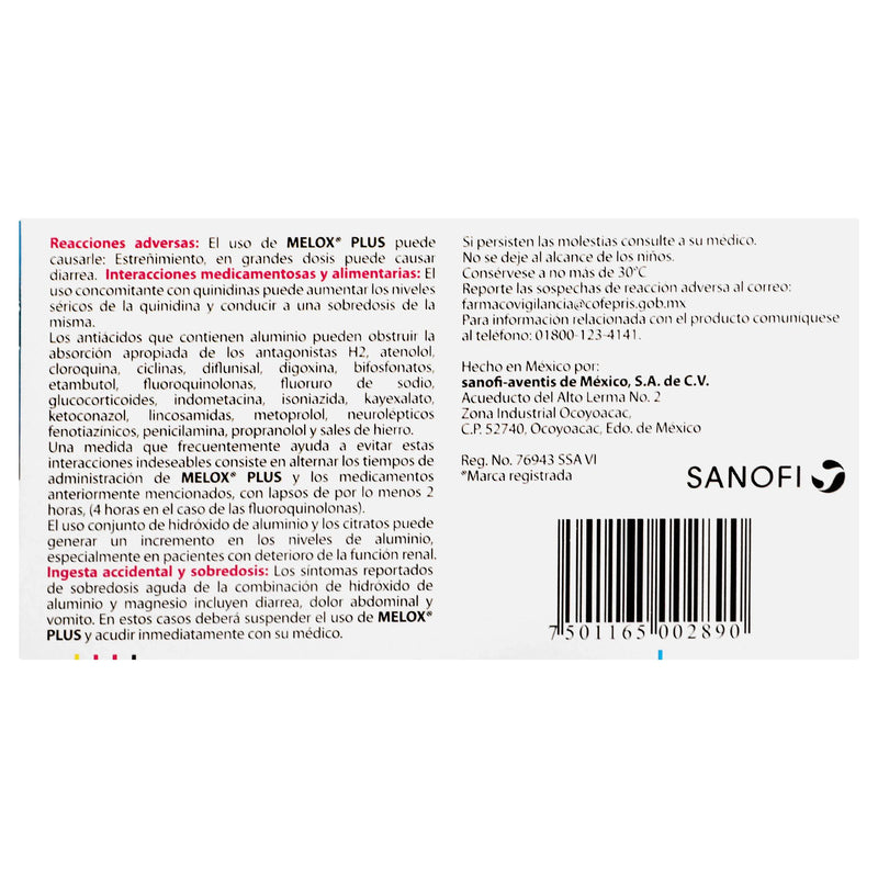 Melox Plus 200Mg Con 50 Tabletas (Aluminio/Magnesio/Simeticona) - WeCare Pharma