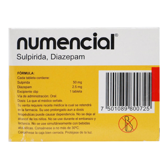 Numencial (Diazepam/Sulpirida) Tabletas 50Mg/2.5Mg Con 60 - WeCare Pharma