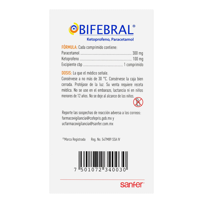 Bifebral 300Mg/100Mg Con 12 Tabletas (Ketoprofeno/Paracetamol) - WeCare Pharma