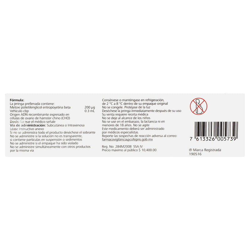 Mircera Jeringa 20Mcg/0.3Ml Con 1 (Metoxipolietilenglicol Epoetina Beta) - WeCare Pharma