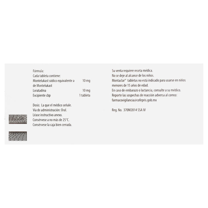 Montaclar 10Mg/10Mg Con 15 Tabletas (Montelukast/Loratadina) - WeCare Pharma