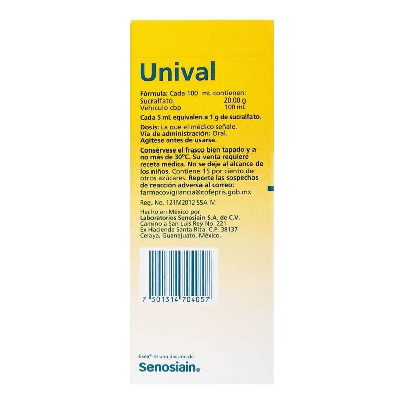 Unival Suspensión 1G/5Ml 230Ml (Sucralfato) - WeCare Pharma