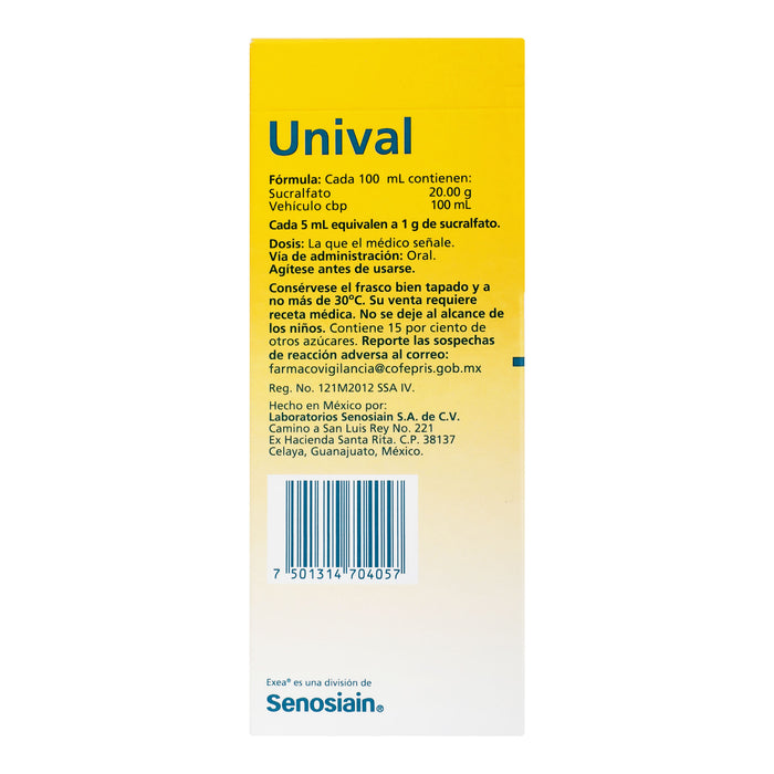 Unival Suspensión 1G/5Ml 230Ml (Sucralfato) 6 - 7501314704057