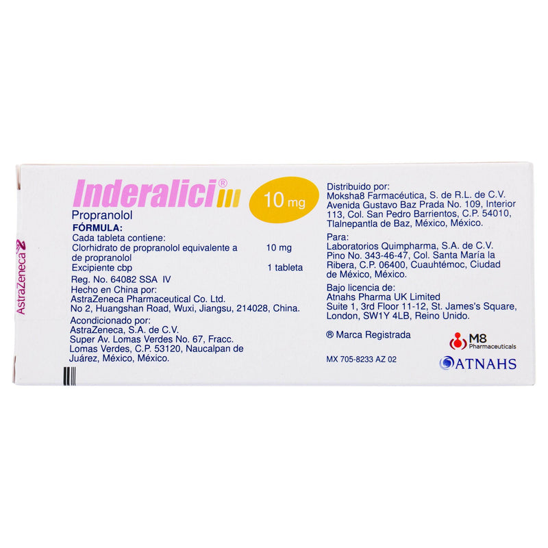 Inderalici Iii (Propranolol) Tabletas 10Mg Con 50 - WeCare Pharma