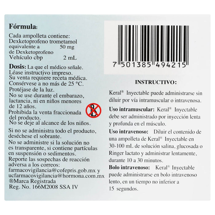 Keral (Dexketoprofeno) Ampolletasolletasolletasolletas 50Mg/2Ml Con 3 - WeCare Pharma