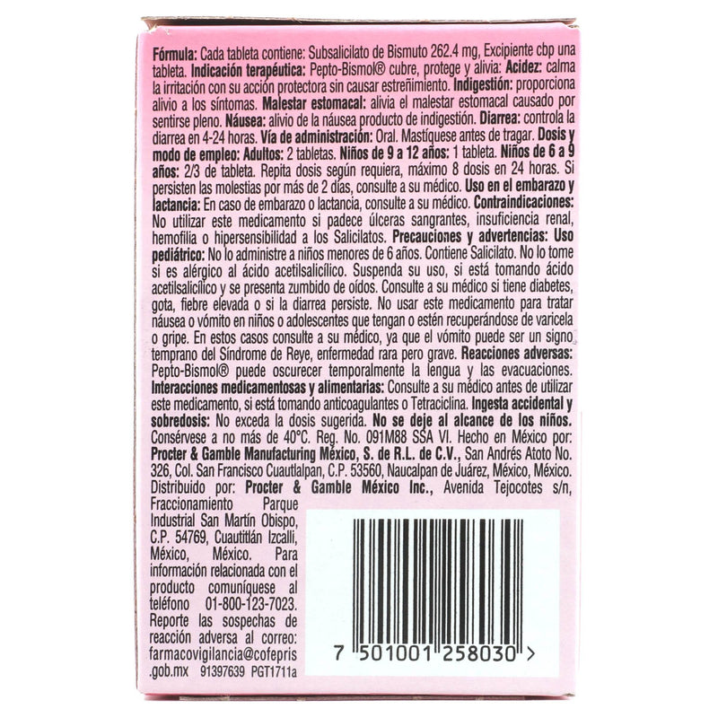 Pepto Bismol Mast 262Mg Con 24 Tabletas (Subsalicilato De Bismuto) - WeCare Pharma