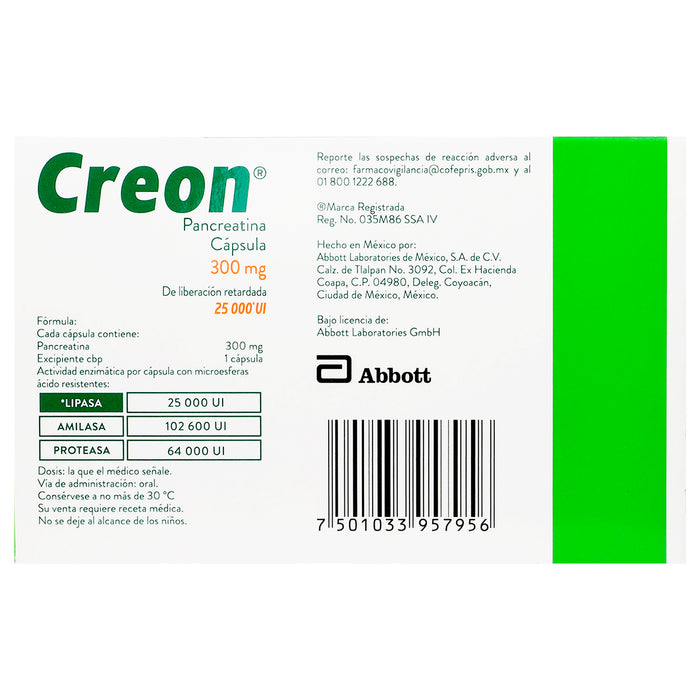 Creon 300Mg Con 50 Capsulas (Pancreatina) 6 - 7501033957956