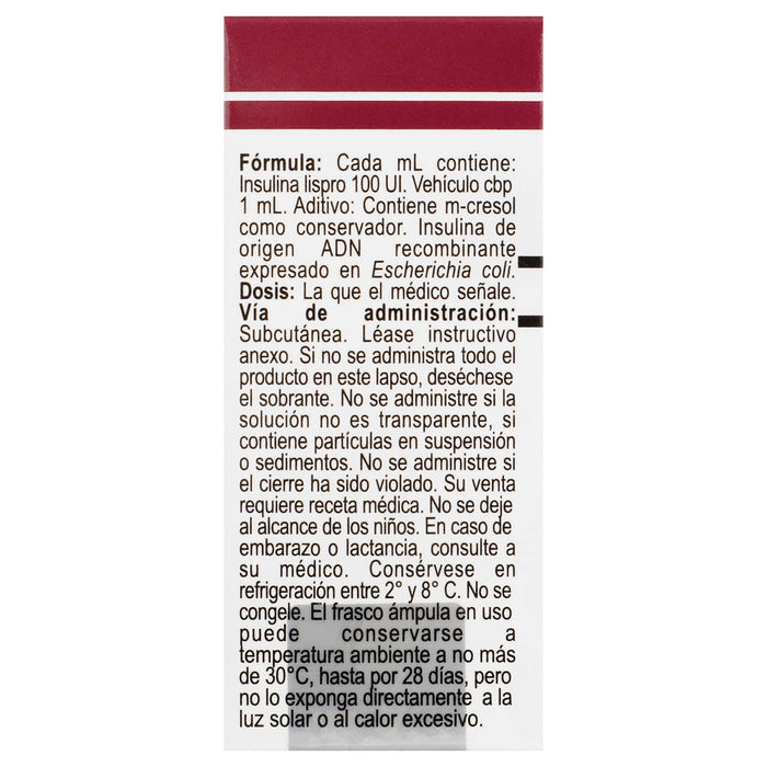 Humalog Frasco 100Unid/Ml 10Ml Con 1 Ampulas (Insulina Lispro) - WeCare Pharma