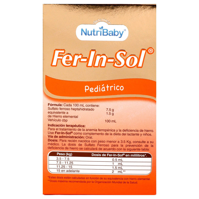 Fer-In-Sol Solución 75Mg/Ml Con 50Ml (Sulfato Ferroso) - WeCare Pharma