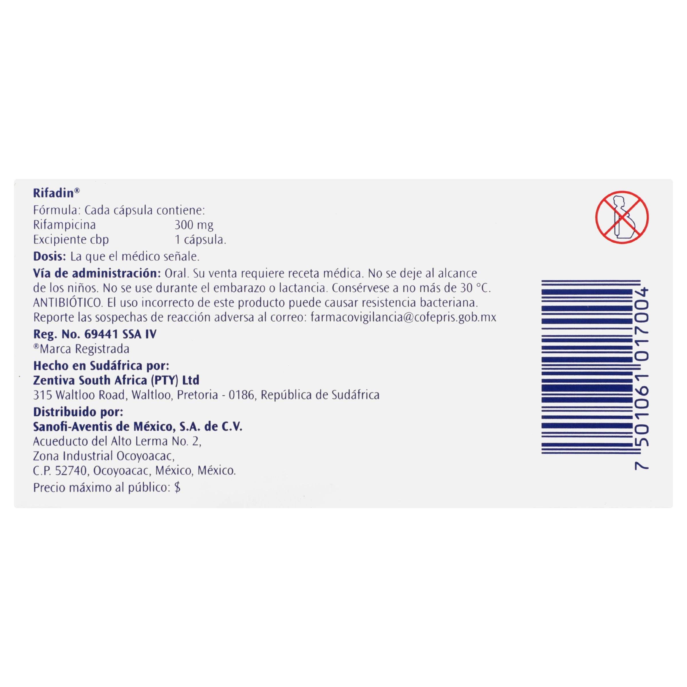 Rifadin 300Mg Con 16 Capsulas (Rifampicina) — WeCare Pharma