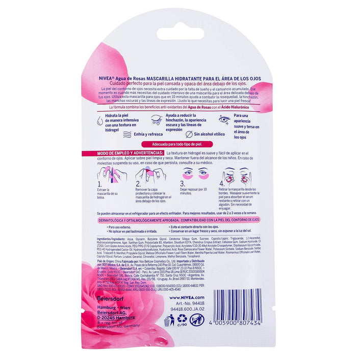 Mascarilla Nivea Agua De Rosas Y ícido Hialurónico Para Ojos Con 1 - WeCare Pharma
