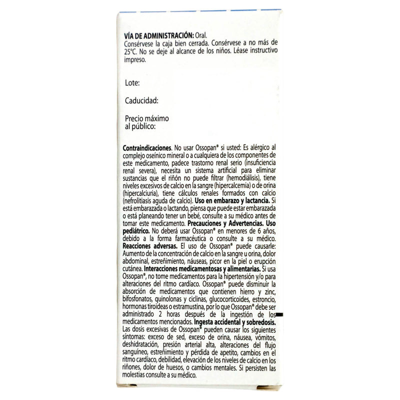 Ossopan 600Mg Con 30 Tabletas (Complejo Oseinico Mineral) - WeCare Pharma
