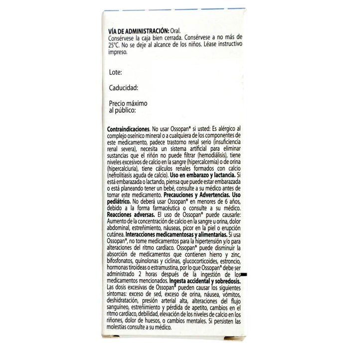 Ossopan 600Mg Con 30 Tabletas (Complejo Oseinico Mineral) - WeCare Pharma