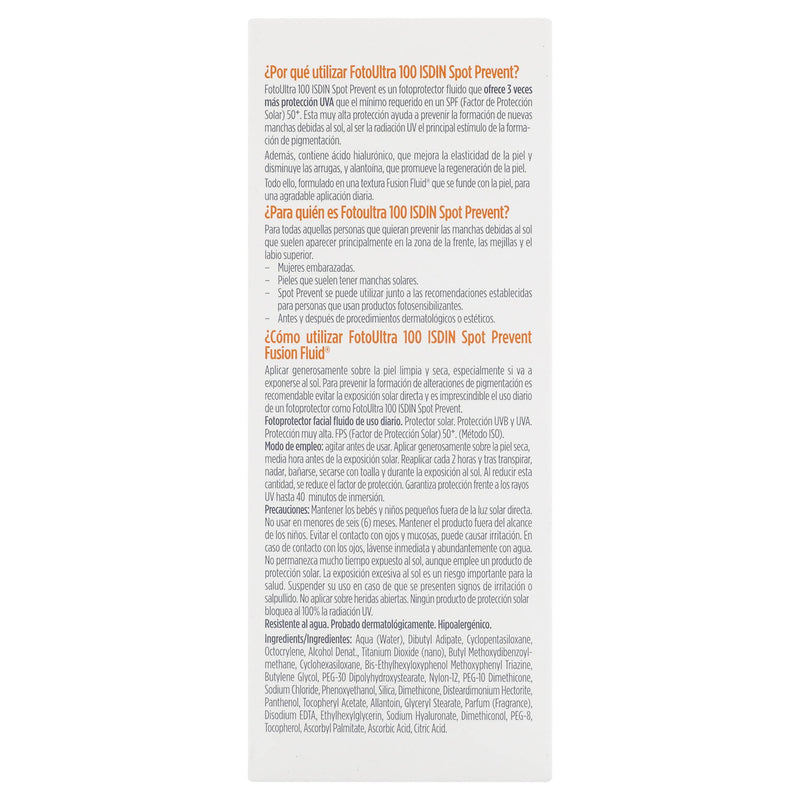 Isdin Foto Ultra100 Spot Prevent Fusion Fluid Fps50 50Ml - WeCare Pharma