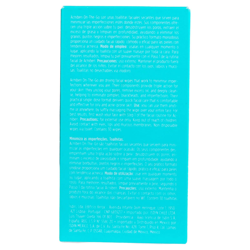 Isdin Teen Skin Acniben 3 Minimizador De Imperfecciones Toallitas Con 30 - WeCare Pharma