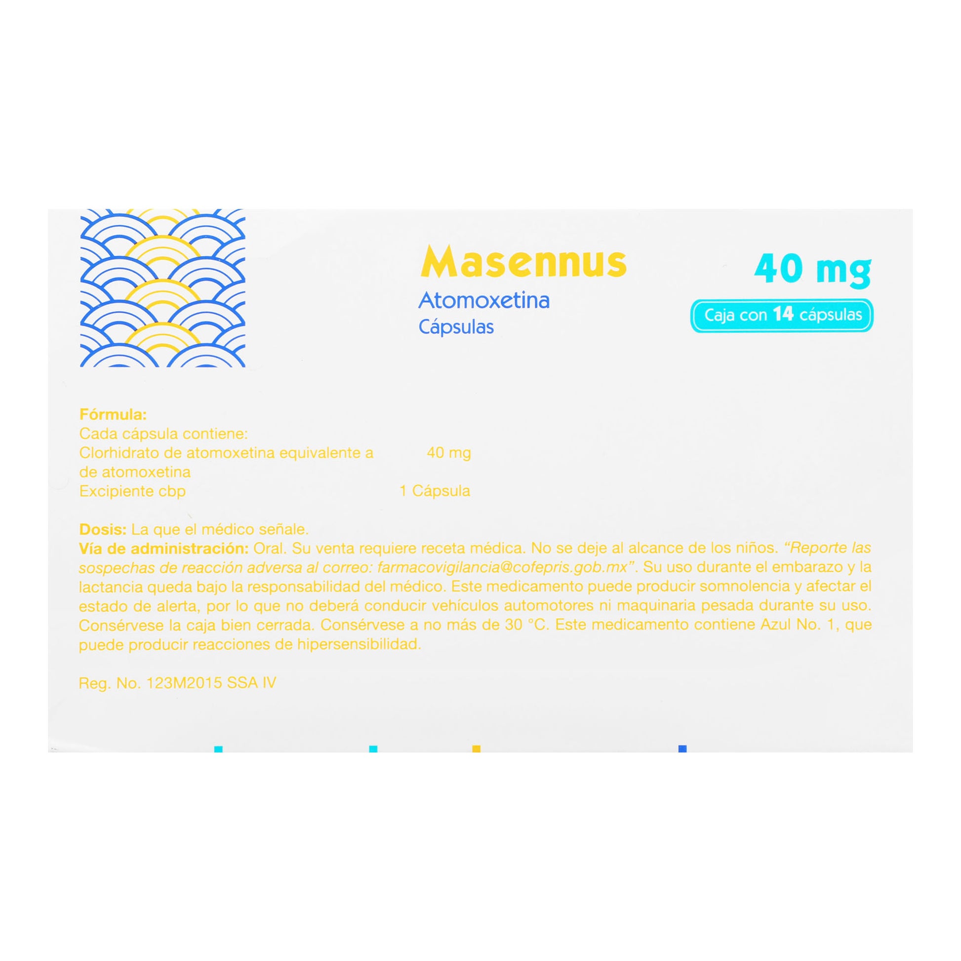 Masennus 40Mg Con 14 Capsulas (Atomoxetina) 6 - 7501384545352